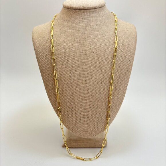 Gold Tone Oval Link Chain Necklace Lobster Claw Clasp Size 20" Length - Picture 5 of 10